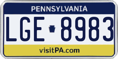 PA license plate LGE8983