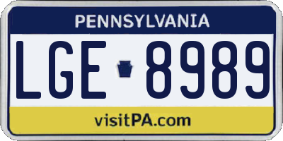 PA license plate LGE8989