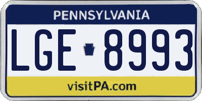 PA license plate LGE8993