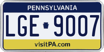 PA license plate LGE9007
