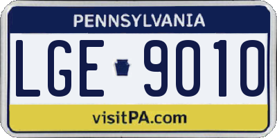 PA license plate LGE9010