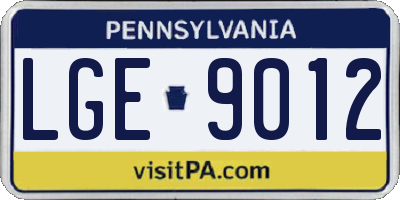 PA license plate LGE9012