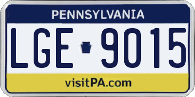 PA license plate LGE9015