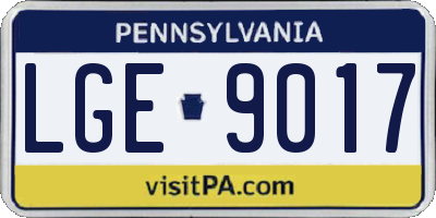 PA license plate LGE9017
