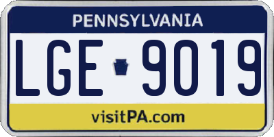 PA license plate LGE9019