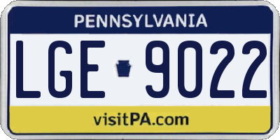 PA license plate LGE9022