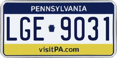 PA license plate LGE9031