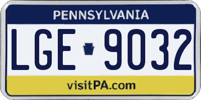 PA license plate LGE9032