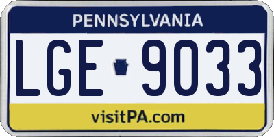 PA license plate LGE9033