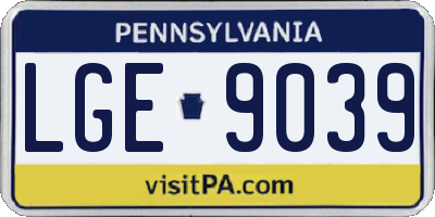 PA license plate LGE9039