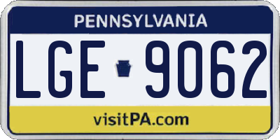 PA license plate LGE9062
