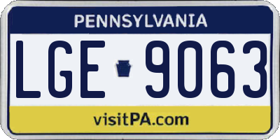 PA license plate LGE9063