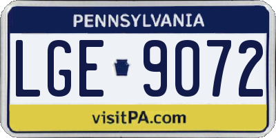 PA license plate LGE9072