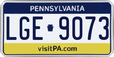 PA license plate LGE9073