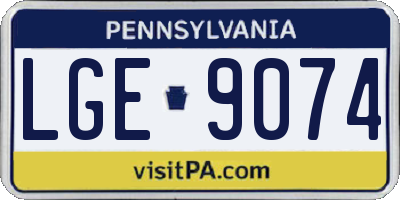 PA license plate LGE9074