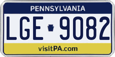 PA license plate LGE9082