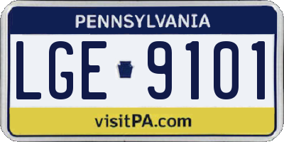 PA license plate LGE9101