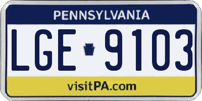 PA license plate LGE9103