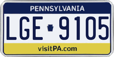 PA license plate LGE9105