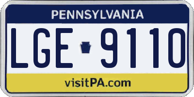 PA license plate LGE9110