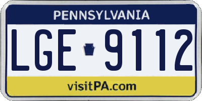 PA license plate LGE9112