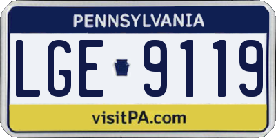 PA license plate LGE9119