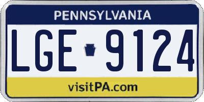 PA license plate LGE9124