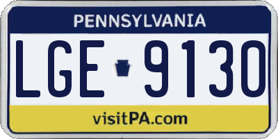 PA license plate LGE9130