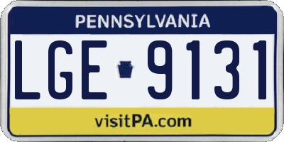 PA license plate LGE9131