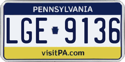 PA license plate LGE9136