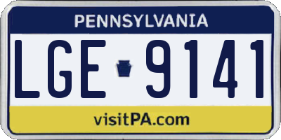 PA license plate LGE9141