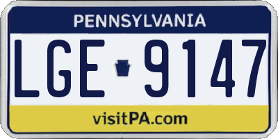 PA license plate LGE9147