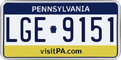 PA license plate LGE9151