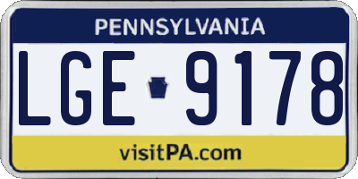 PA license plate LGE9178