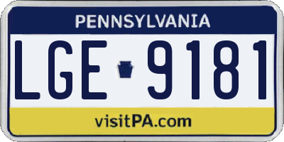 PA license plate LGE9181