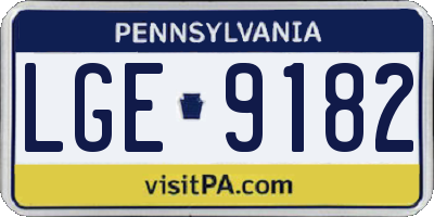 PA license plate LGE9182