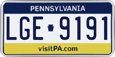 PA license plate LGE9191