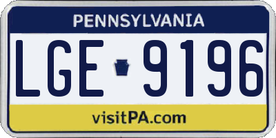 PA license plate LGE9196