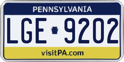 PA license plate LGE9202