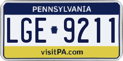 PA license plate LGE9211