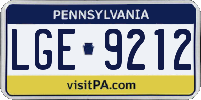 PA license plate LGE9212