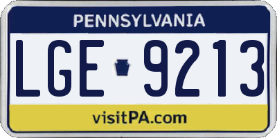 PA license plate LGE9213