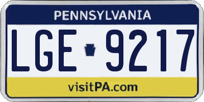 PA license plate LGE9217