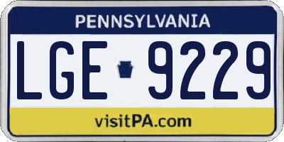 PA license plate LGE9229