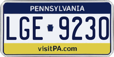 PA license plate LGE9230
