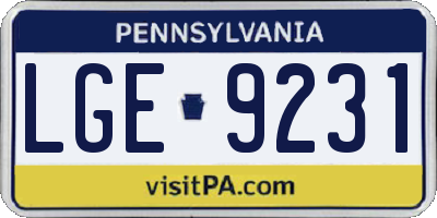 PA license plate LGE9231