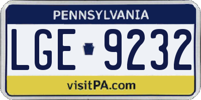 PA license plate LGE9232