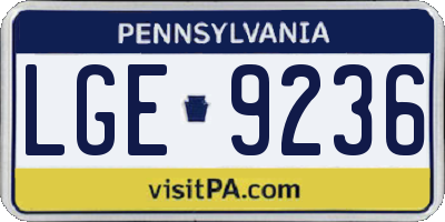 PA license plate LGE9236