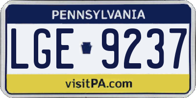 PA license plate LGE9237