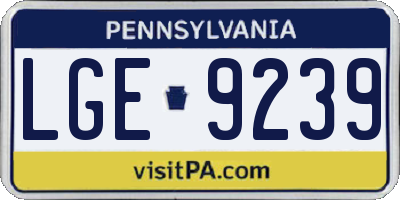 PA license plate LGE9239